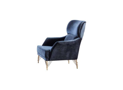 Blue modern armchair living room fabric armchair elegant textile single seater