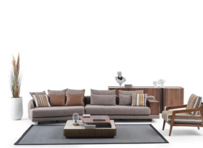 exclusive living room sofa set fabric sofa wood coffee table sideboard