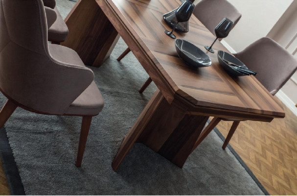 Stylish dining set exclusive r wooden table designer sideboard chairs 10 pieces