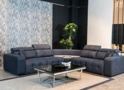 Corner sofa L-shape Leather sofa Large sofa Gray Couch Living room Design