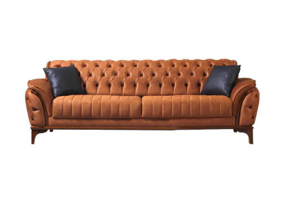 Orange Chesterfield 3-Seater Living room Luxury Sofa Modern Noble Couch