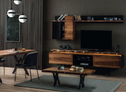 Luxurious living room wall unit wall cabinet TV lowboard coffee table 3 pieces