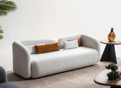 Modern Design Upholstery White Seat Couch 3 Seater Sofa Sofas Textile Fabric