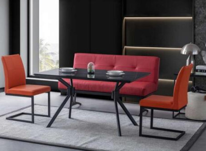 Modern Dining room Furniture Black Dining table Imitation leather Chairs Luxury Stool