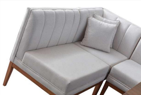 White -Brown Dining room Suite Stylish Wooden Table Upholstery Corner Bench new