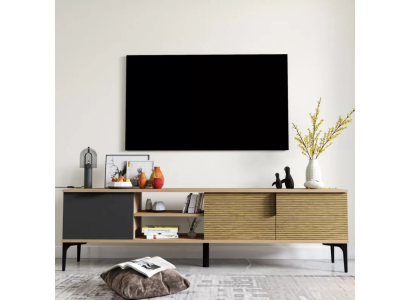 Brown-Gray TV cabinet TV lowboard Wardrobe Modern Design Rectangular Shape Living room