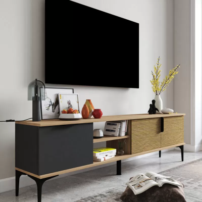 Brown-Gray TV cabinet TV lowboard Wardrobe Modern Design Rectangular Shape Living room