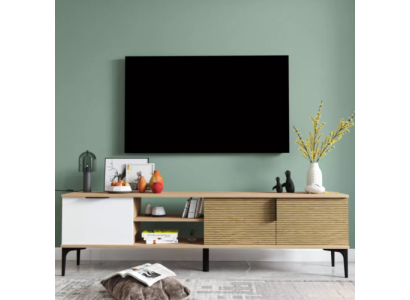 Lowboard TV cabinet Modern Design Luxury Living room Rectangular Brown White