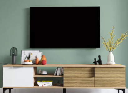 Lowboard TV cabinet Modern Design Luxury Living room Rectangular Brown White