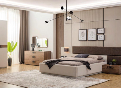 Designer Bedroom Set Modern Large Bed Wood Chest of drawers Night Console