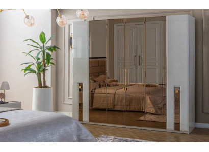 Luxury White Wardrobe Bedroom Glass Cabinet Wood Furniture