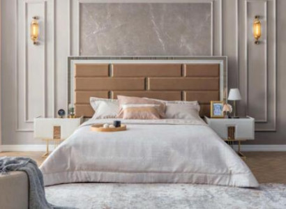 Stylish Bedroom Furniture stainless steel Bed Designer Wood Bedside tables