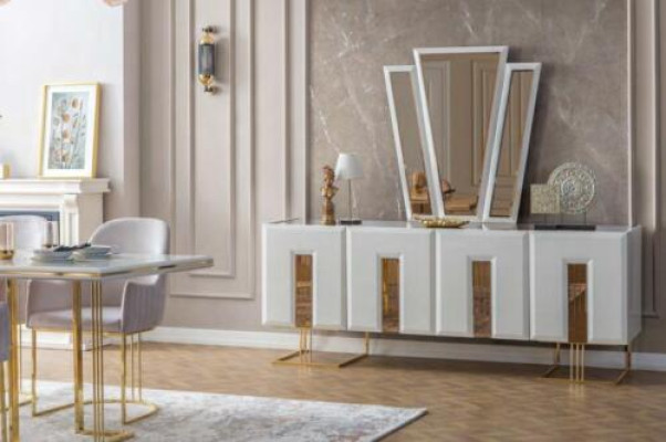 White stainless steel sideboard designer dining room furniture luxury chest of drawers new