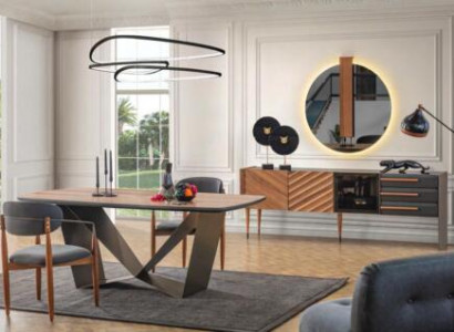 Stylish dining room suite designer dining table 4x upholstered chairs sideboard