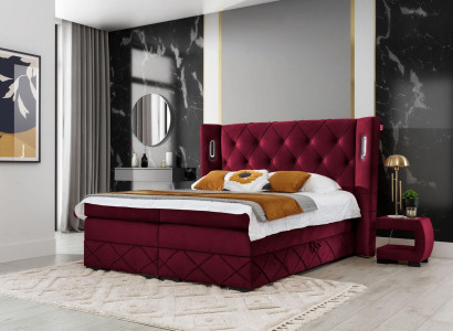 Design Bedroom Set 6 pcs Complete's Bed Bedside table Wood Modern Upholstered bed