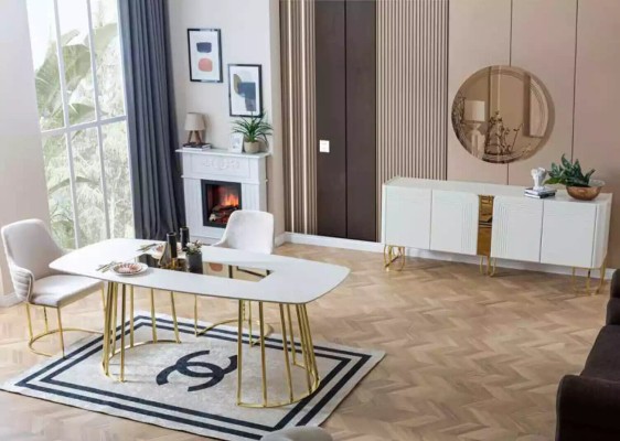 Dining room Set Table 6x Chairs Sideboard Mirror 9pcs. Group Suite