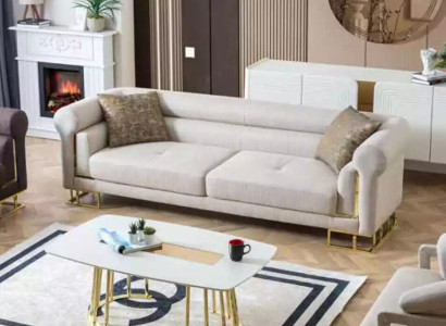 Sofa 3 Seater Textile Living room Design Modern new Luxury White