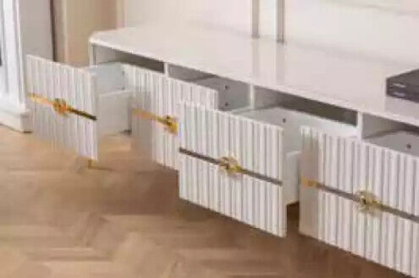 Living room tv stand Furniture TV cabinet Television Style Modern White Luxury Wood