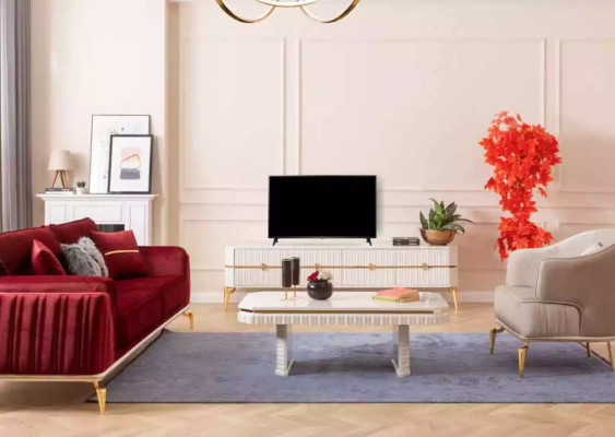 Living room tv stand Furniture TV cabinet Television Style Modern White Luxury Wood