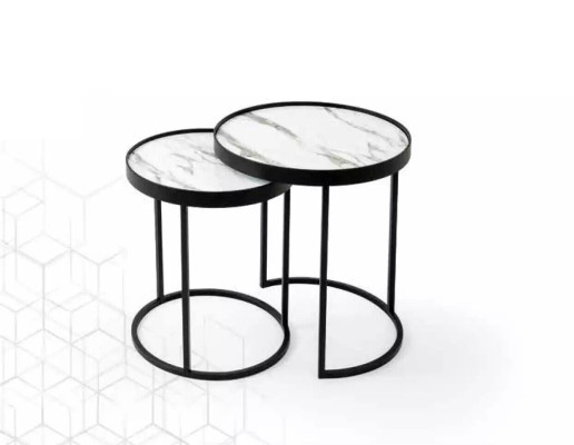 Side tables 2x Living room Coffee table Coffee table nesting table stainless steel