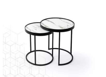Side tables 2x Living room Coffee table Coffee table nesting table stainless steel