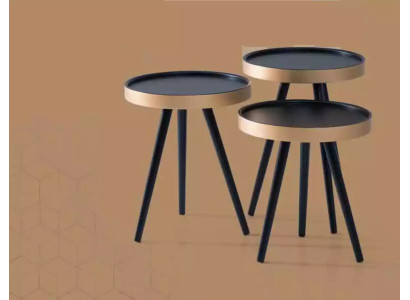 Side table stylish sofa table Coffee table Round Wood new Black