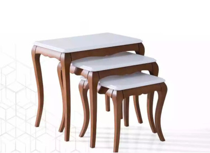 Side table 3x Living room Furniture Material Wood White Design Modern
