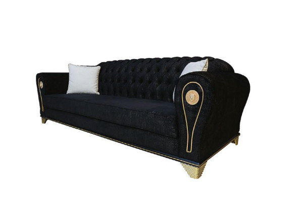 Corner sofa Living landscape Couch Corner suite Upholstery Velvet fabric Furniture Design Gray