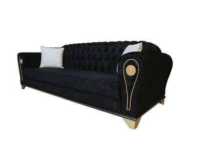 Corner sofa Living landscape Couch Corner suite Upholstery Velvet fabric Furniture Design Gray