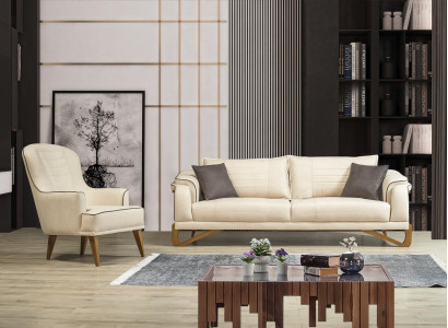 Sofa set Set Beige with wooden frame 3+1 Seater Couches Sets Furniture