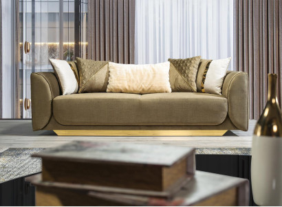 Designer sofa 3-seater green fabric sofa sofa upholstery sofas textiles couch