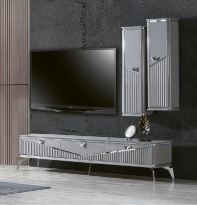 TV-cabinet sideboard tv stand television wall wall unit lowboard gray high gloss