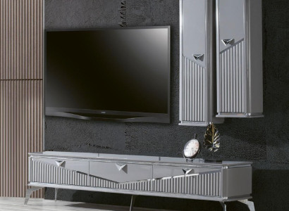TV-cabinet sideboard tv stand television wall wall unit lowboard gray high gloss