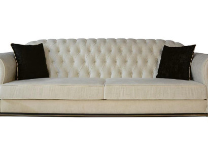 Design Sofa 3-Seater White Chesterfield Fabric Sofa Cover Textile Three-Seater