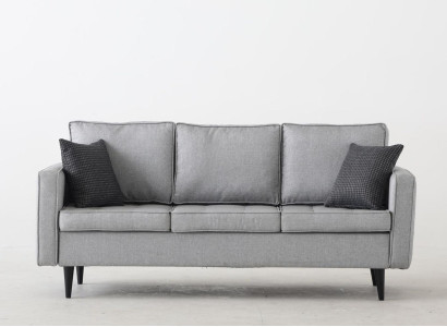 Designer 3-seater lounge sofas Living room sofa Wood Sofa Modern with Textile cover Gray
