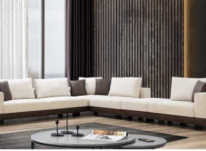Living room Corner sofa Luxury L-shape Couch Textile Furniture Wooden frame Stylish