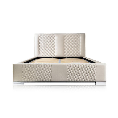 Bed Beige Double bed Modern Luxury Bed Upholstery Fabric Bedroom Modern new