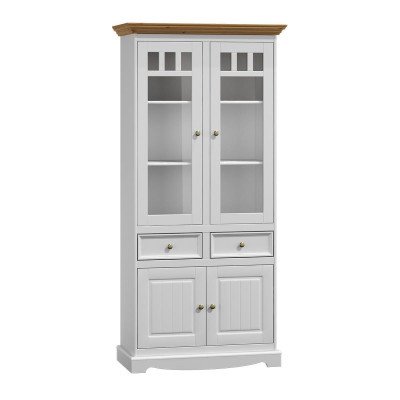 Classic Living room Furniture White Brown Wood Showcase Display case Wardrobe Furniture