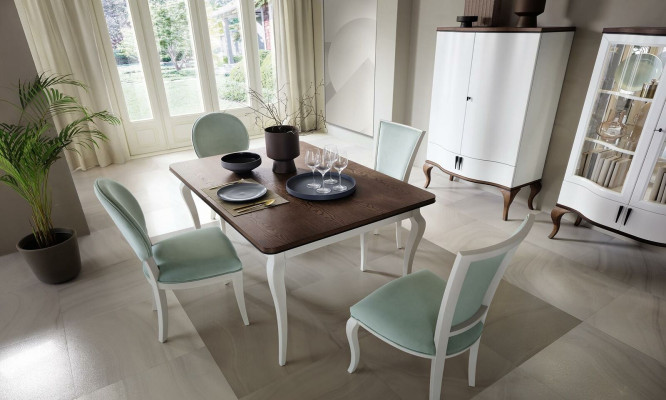 Dining set Dining table 4 x Chair Set Set Suite Dining set Table Classic