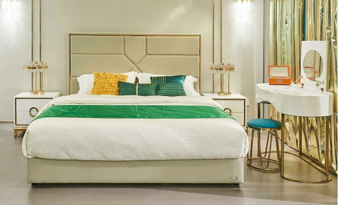 Bed Upholstery Design Luxury Metal Double Beds Marriage Sleep Room Leather Hotel new