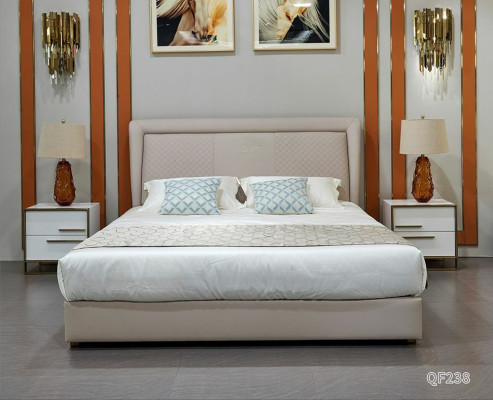 Bed Beds Wood Leather Upholstery Marriage Design Leather Hotel Boxspring Furniture 180x200