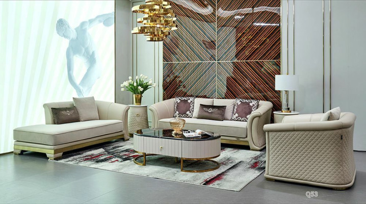 Luxury Hotel Furniture Seater Sofa set Upholstery Furniture Living room Leather Suite