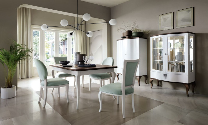 Dining room Suite Set Classic Table 4x Chairs Display case Chest of drawers 7pcs