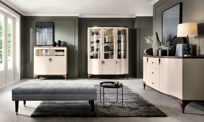 Living room Furniture Set - Chest of drawers Bar cabinet Display case 3 pieces. Set design