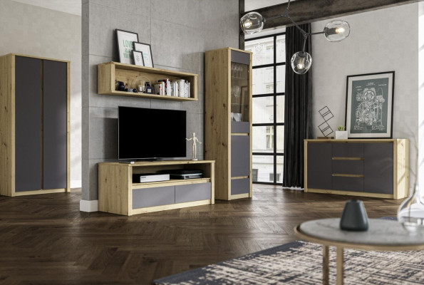 Wall Units Sideboard Low Board Side Wardrobe Living Room Sideboard Shelf 5 Pieces set