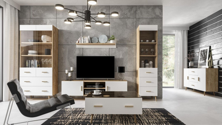 Wall unit Living room Set Display case Chest of drawers Wall shelf Display cabinets Wall units 4 pcs. set