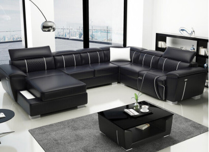 U-shape Corner sofa Sofa Couch Upholstery Suite Leather Textile Fabric