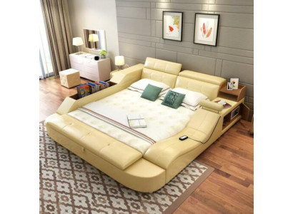 Multifunction s Bed Luxury Design Leather Beds Double Decorative Shelf 180x200cm