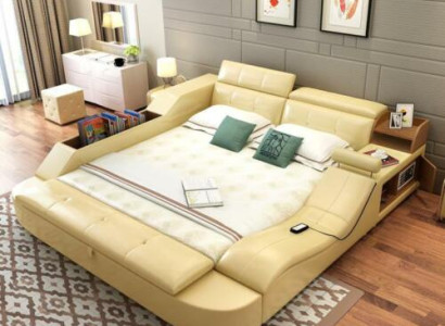 Multifunction s Bed Luxury Design Leather Beds Double Decorative Shelf 180x200cm