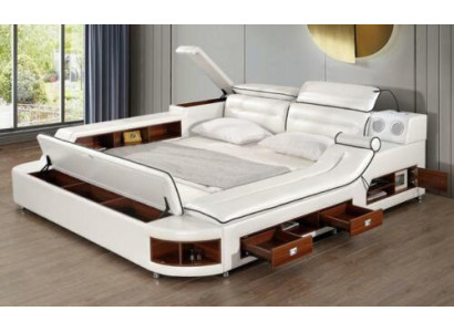 Luxury Bed Bed Leather Beds 180x200 Multifunction Bedroom Lounger
